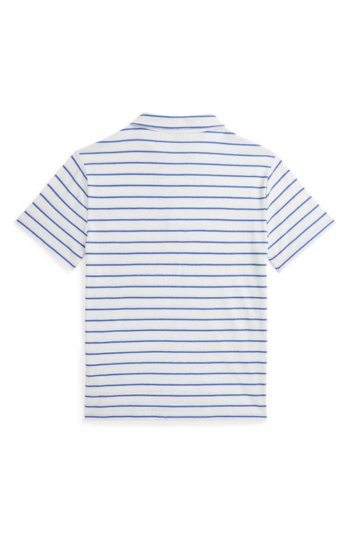 Polo Ralph Lauren Striped Cotton-linen Polo Shirt In Deckwash White/scottsdale B
