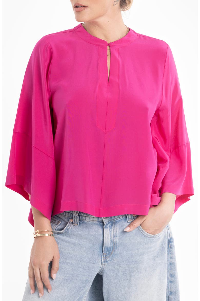 Wide Sleeve Silk Top, Alternate, color, Fuchsia