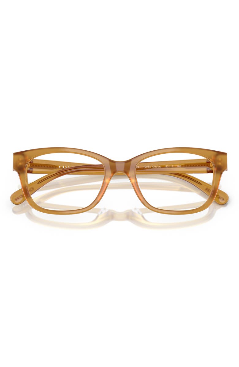 COACH 55mm Square Optical Glasses, Alternate, color, Milky Amber/ Demo Lens