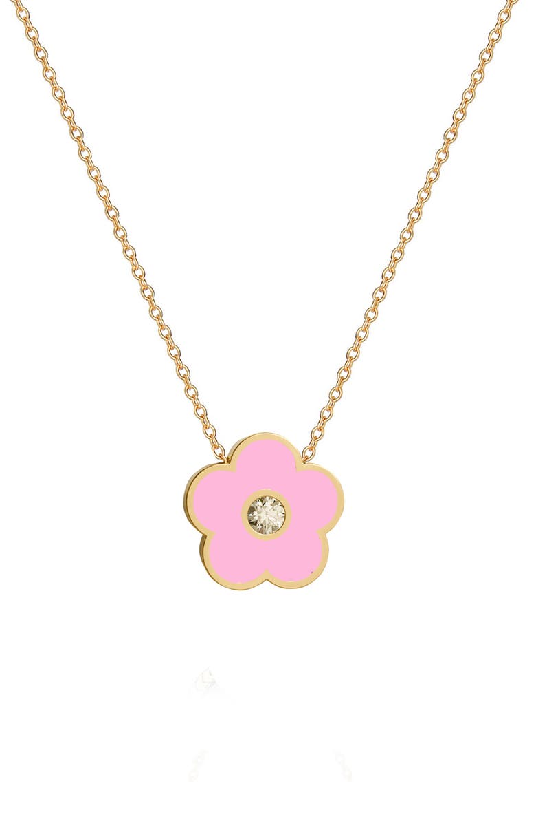 GABI RIELLE Cubic Zirconia Flower Pendant Necklace, Main, color, Gold/ Pink