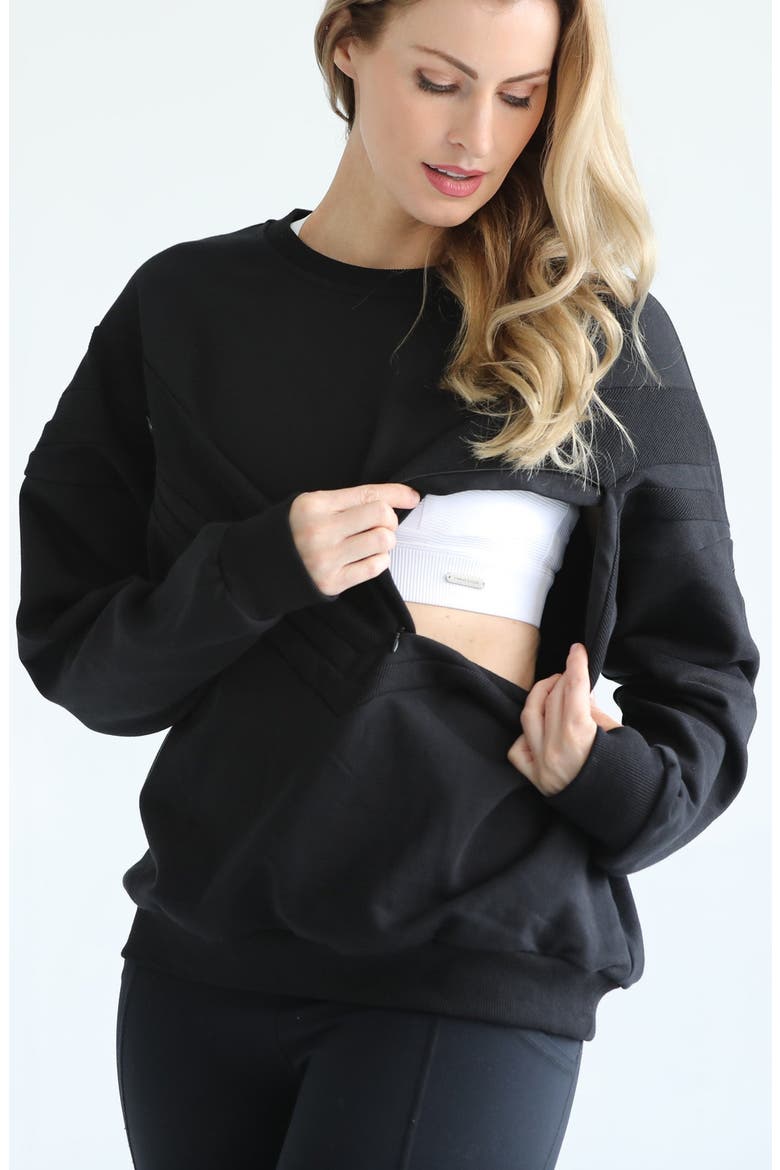Isabella Oversized Nursing and Pregnancy Sweatshirt, Alternate, color, Noir
