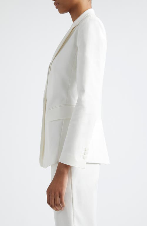 Shop Emporio Armani One-button Cotton Blend Blazer + In Off White