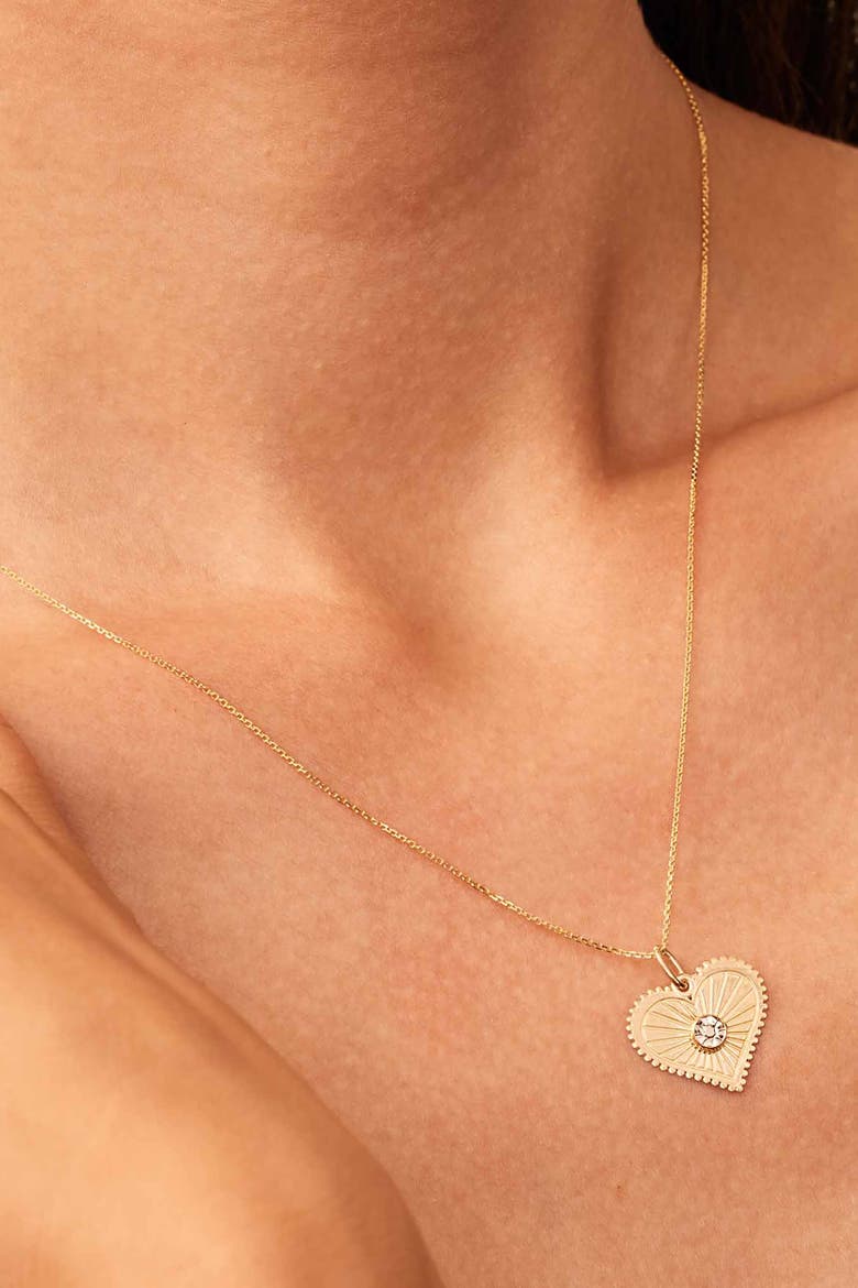 14K Two Tone Gold Heartburst Pendant Charm, Alternate, color, 14K Two-tone Gold