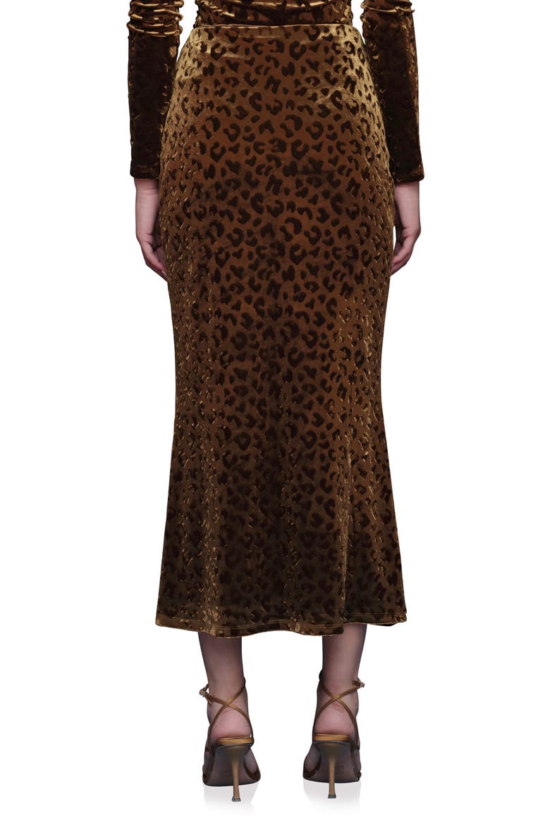 Leopard Pattern Ruched Midi Skirt, Alternate, color, BURNOUT LEOPARD
