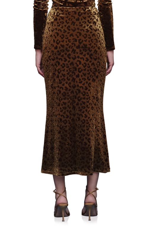 Avec Les Filles Leopard Pattern Ruched Midi Skirt In Brown