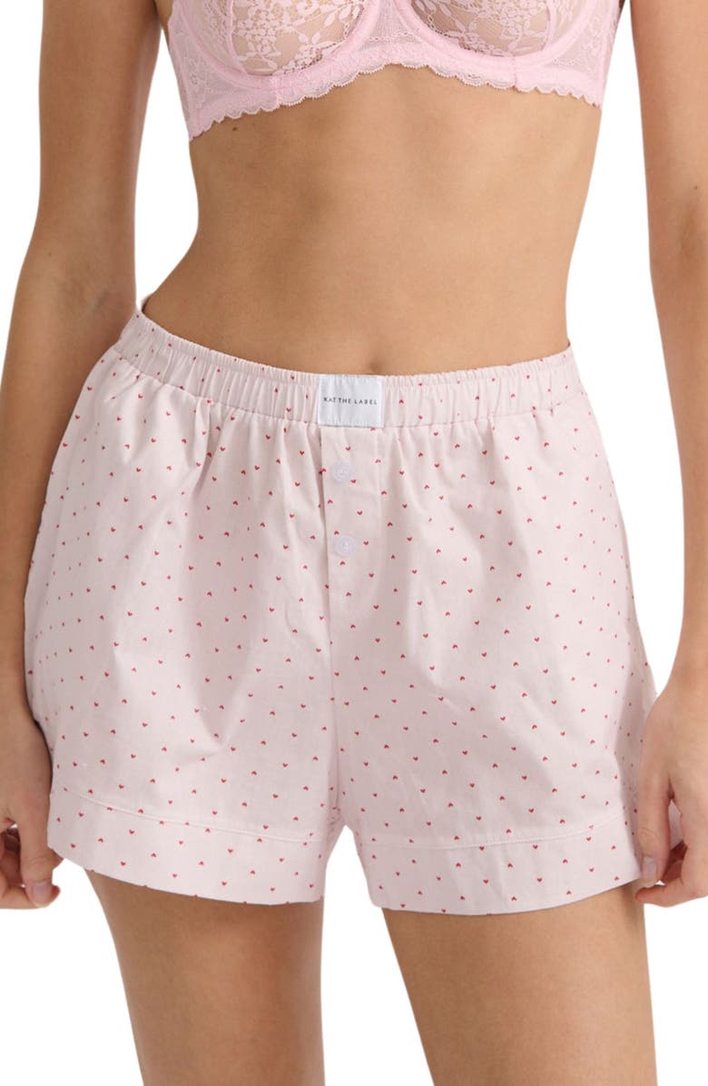 Kat The Label Henry Heart Pajama Shorts, Main, color, Heart Print
