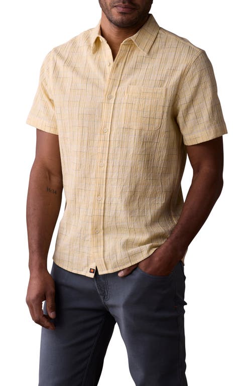 The Normal Brand Freshwater Short Sleeve Button-up Shirt In Sunglow Dobby