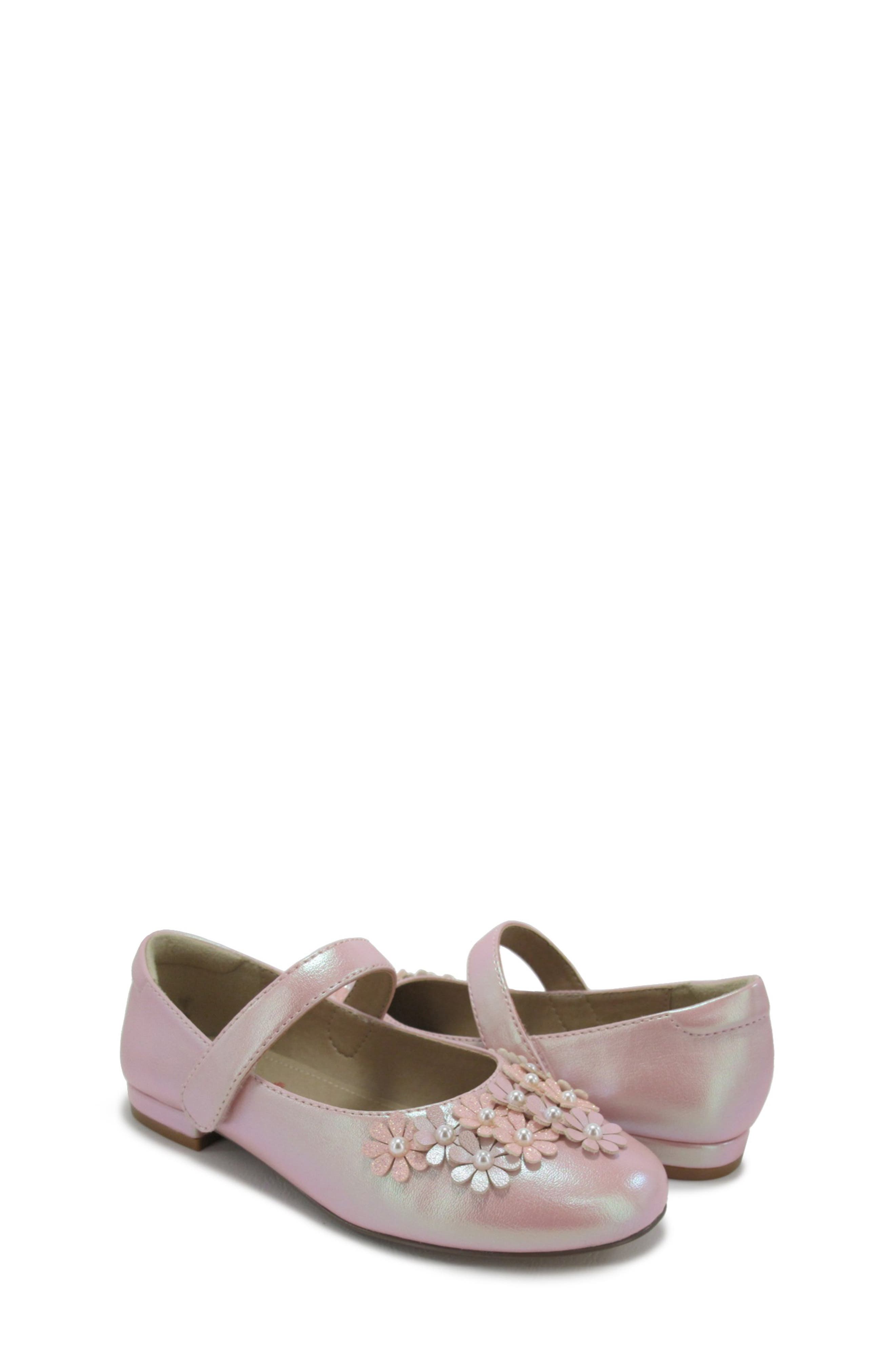 JELLYPOP Kids' Hanley Floral Appliqué Mary Jane Flat, Alternate, color, Pink