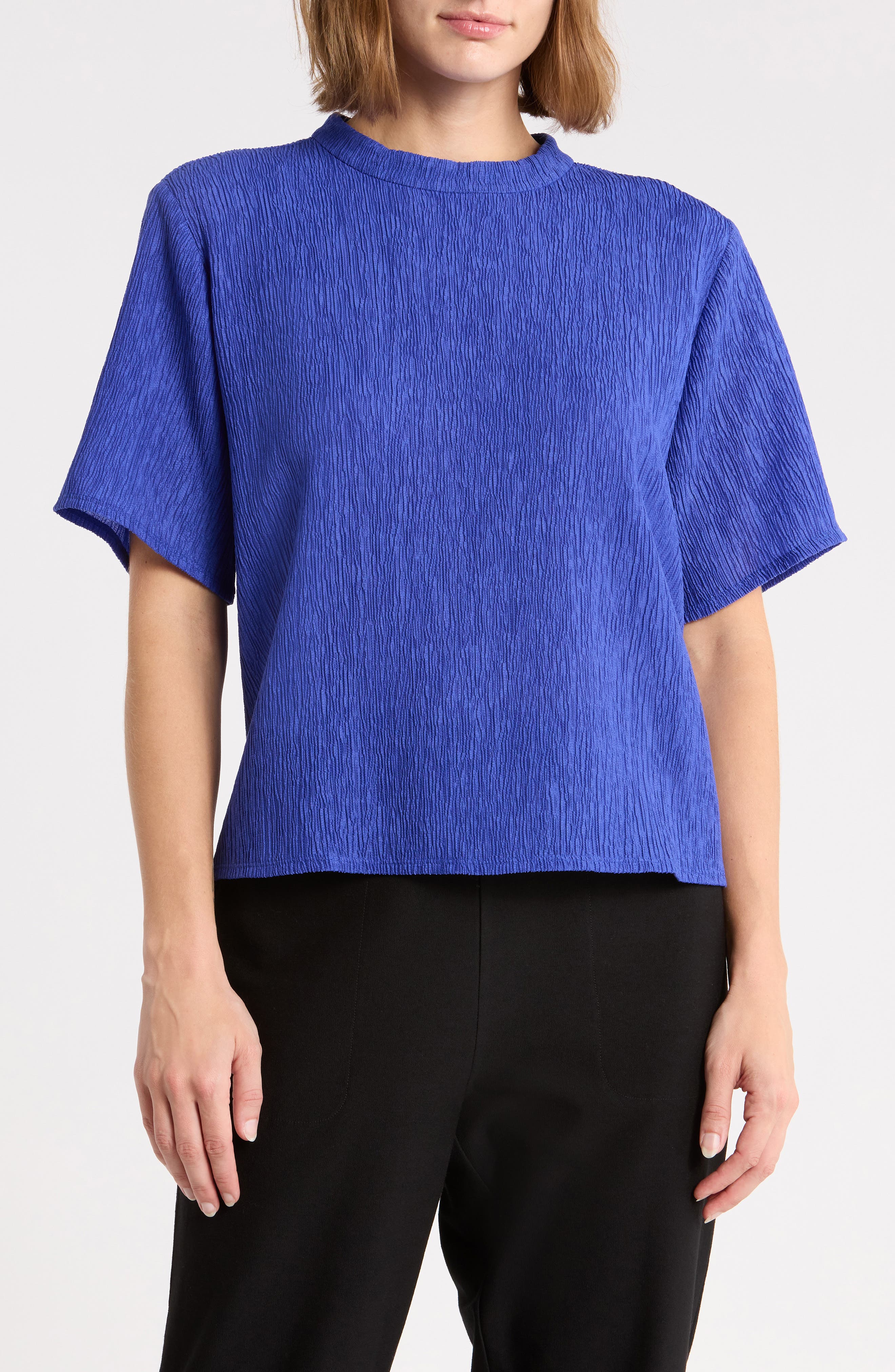 Crinkled Short Sleeve Top