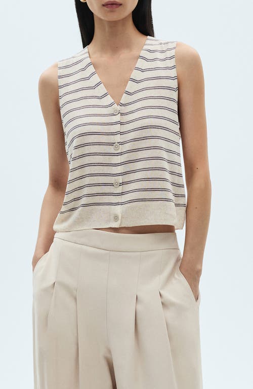 Shop Mango Stripe Sweater Vest In Ecru