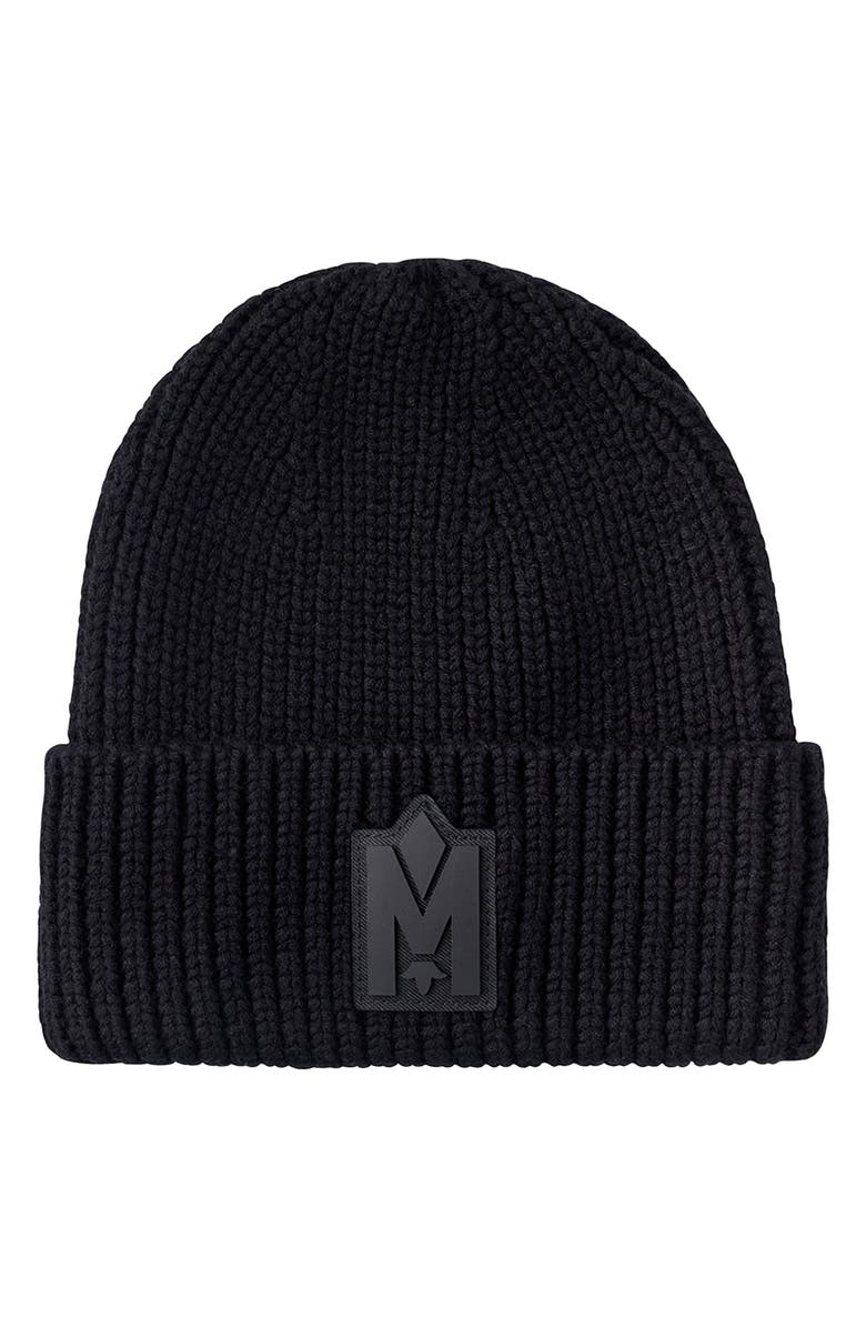 Mackage Jude Colorblock Wool Blend Rib Beanie, Main, color, Black