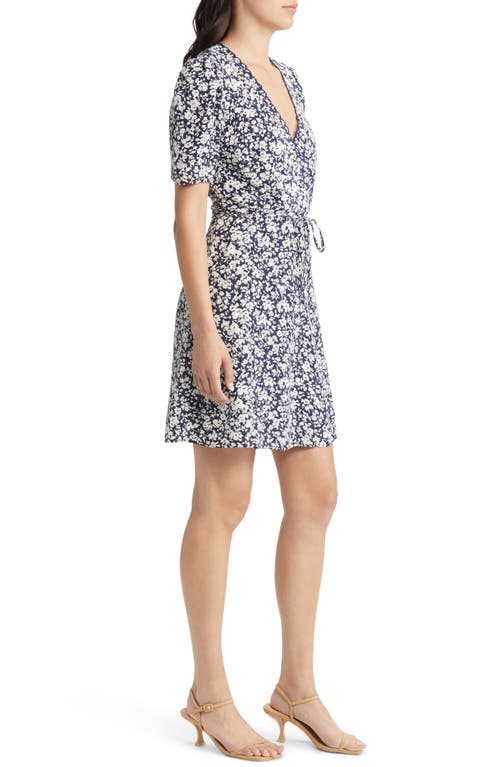 & Other Stories Floral Print Linen Wrap Minidress In Multi