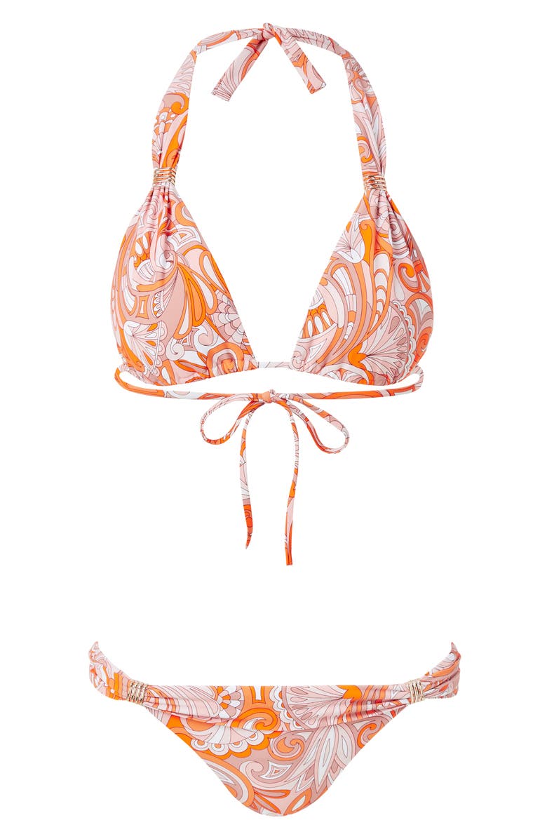 Melissa Odabash Grenada Print Bikini Bottoms, Alternate, color, Mirage Orange