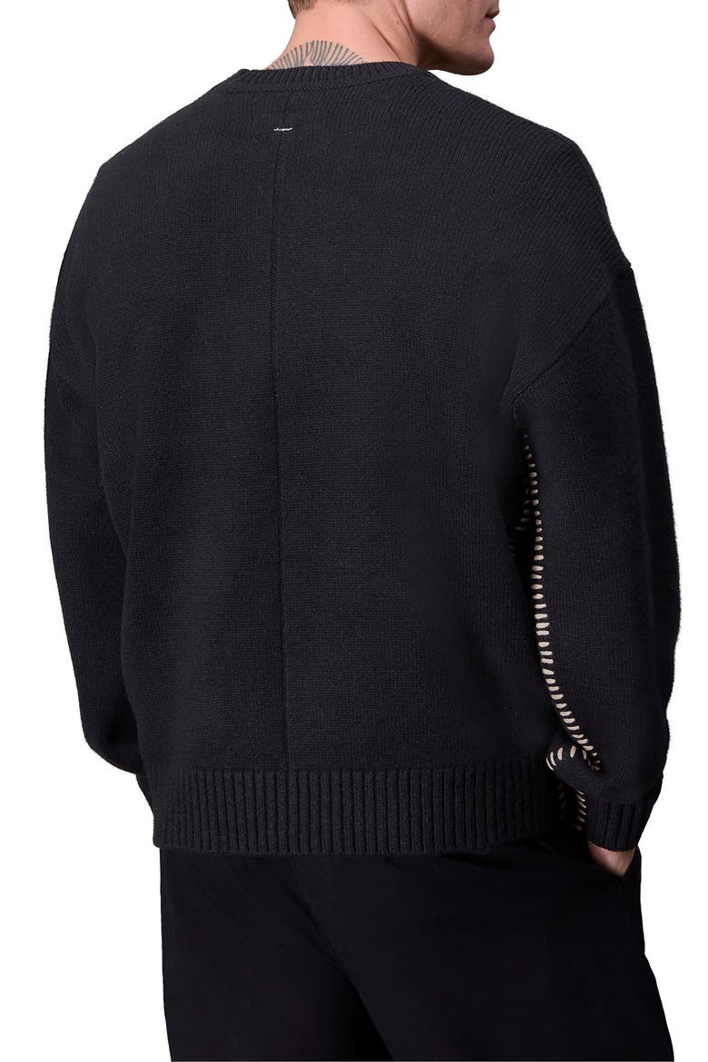 Clarkson Whipstitch Wool Sweater, Alternate, color, BLACK