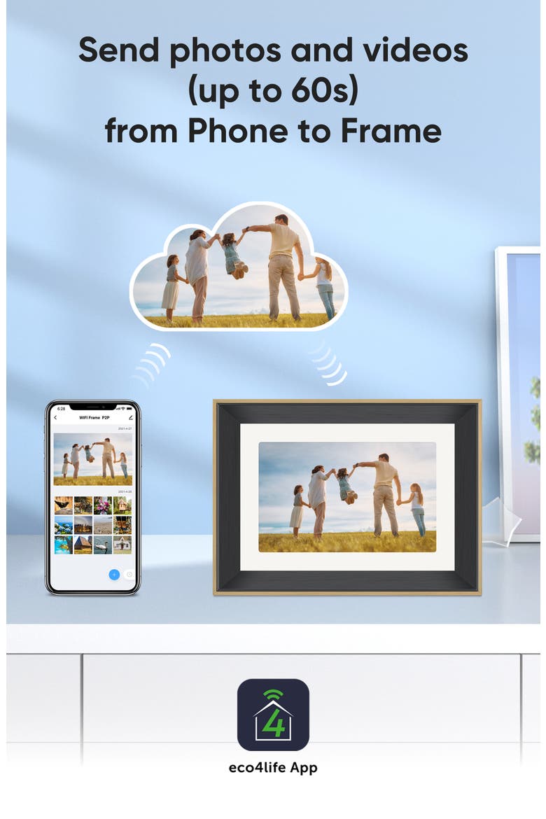 10.1" Smart WiFi Digital Photo Frame, Alternate, color, Black