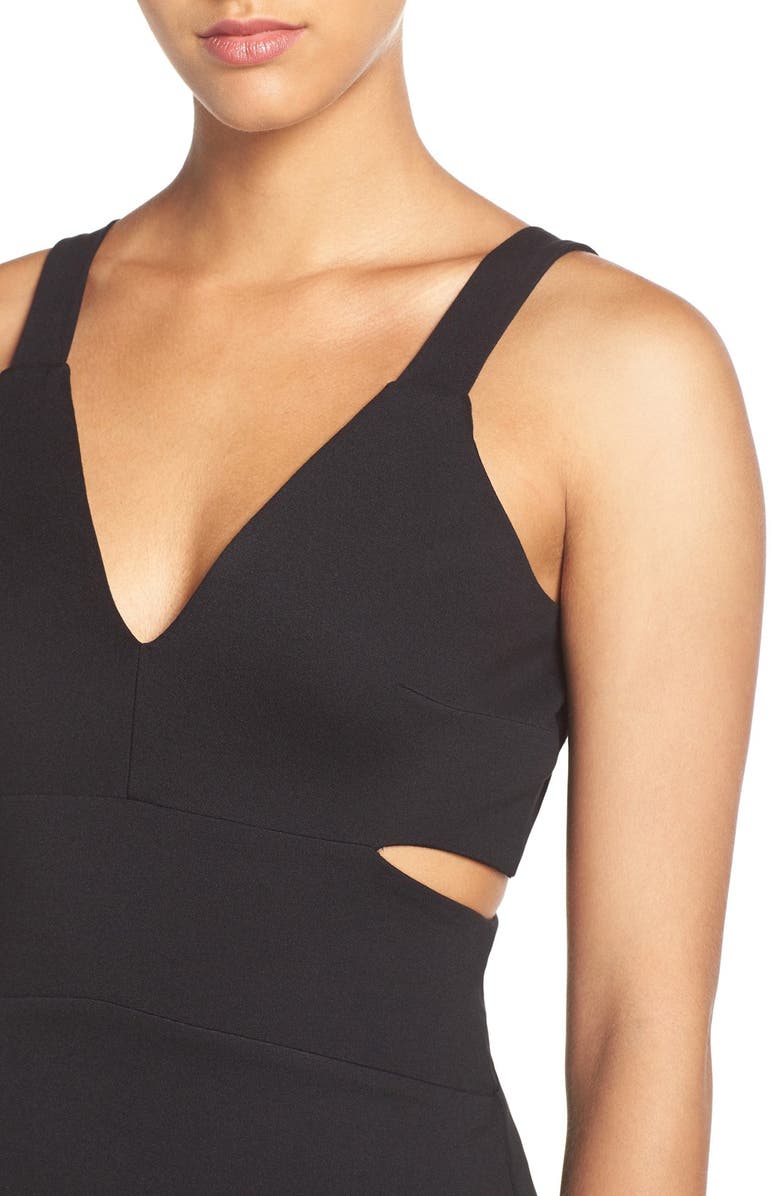 Fraiche by J Cutout Midi Dress, Alternate, color, Black