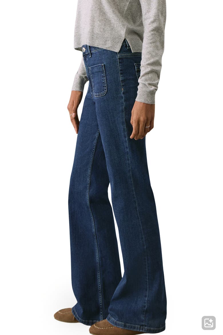 Patch Pocket Flare Jeans, Alternate, color, DARK BLUE