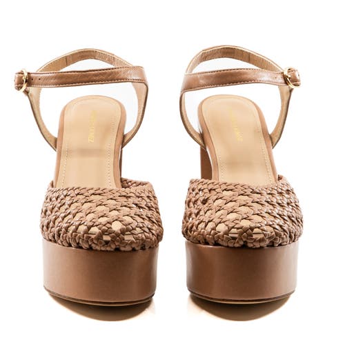 Andrea Gomez Exclusive Beatriz Raffia Platform Sandals In Brown