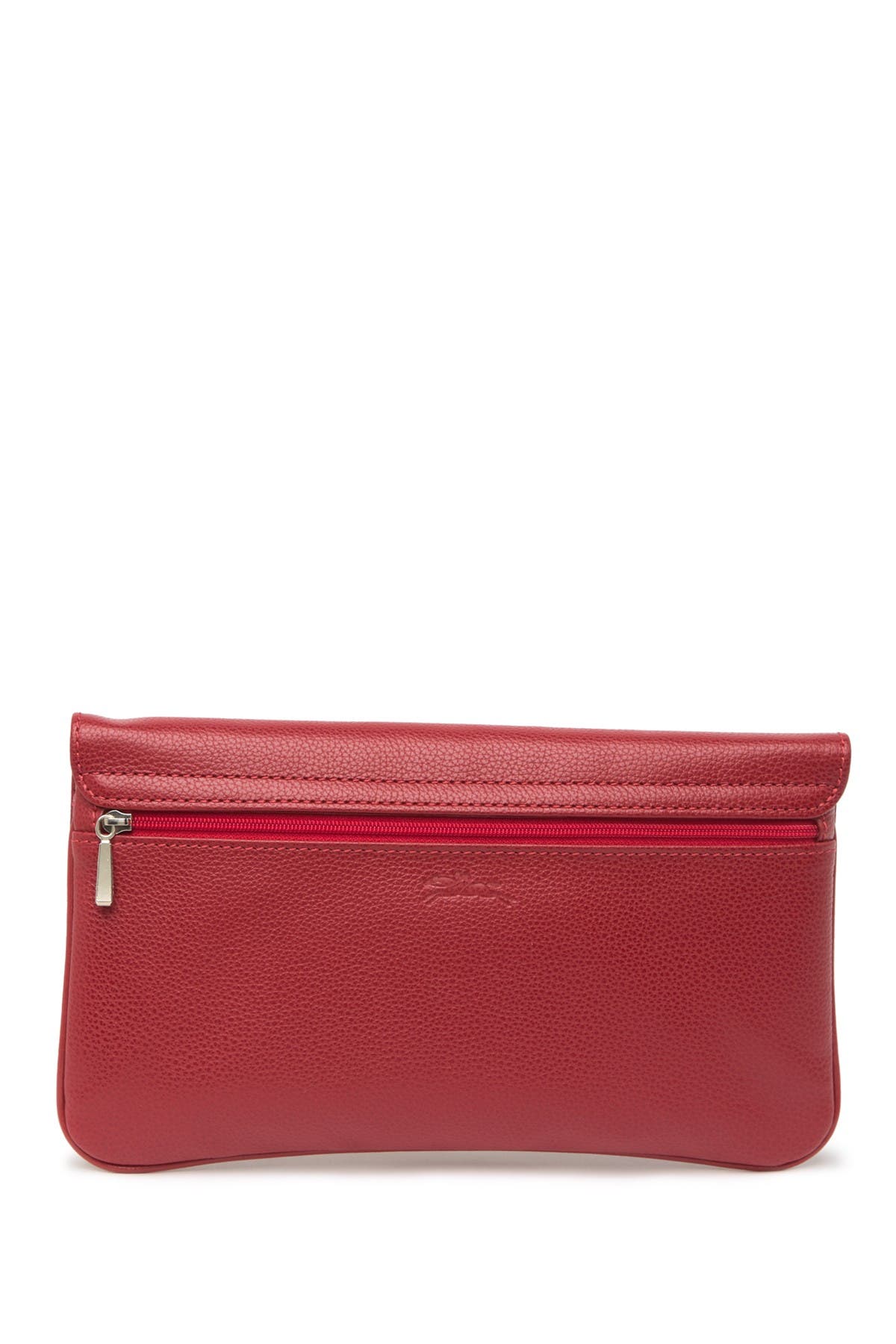 Longchamp Le Foulonne Leather Travel Clutch, Alternate, color, Vermillion