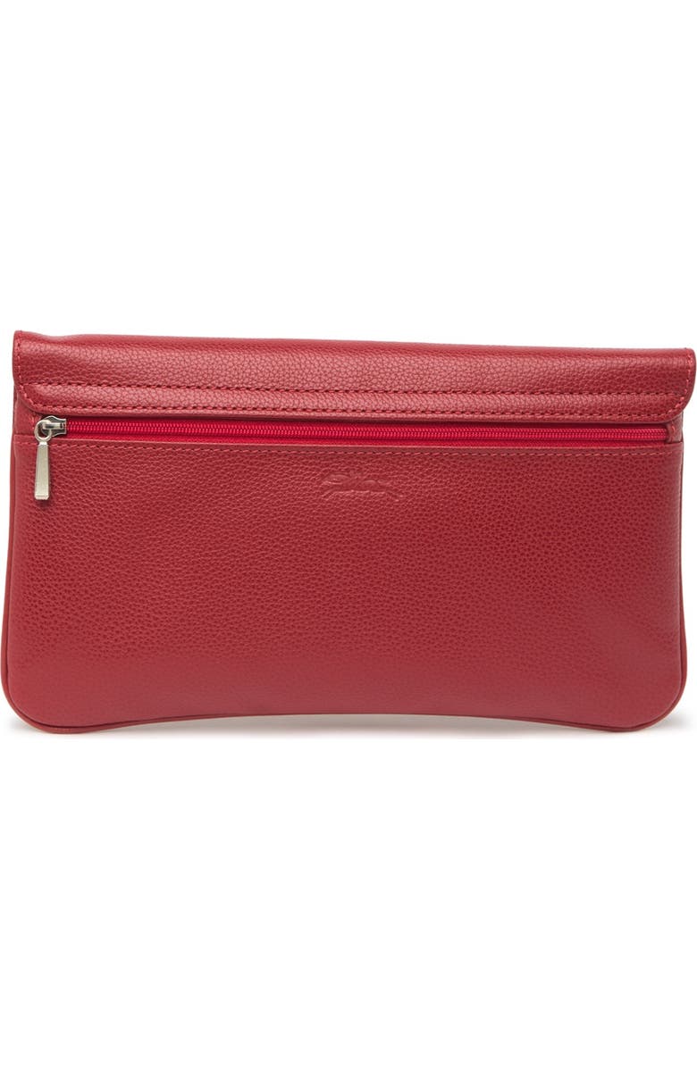 Longchamp Le Foulonne Leather Travel Clutch, Alternate, color, Vermillion