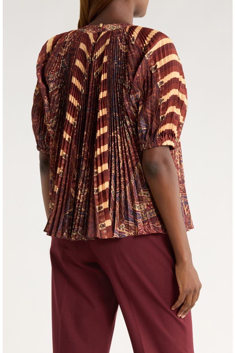 Dafne Pleated Top, Alternate, color, TOPAZ