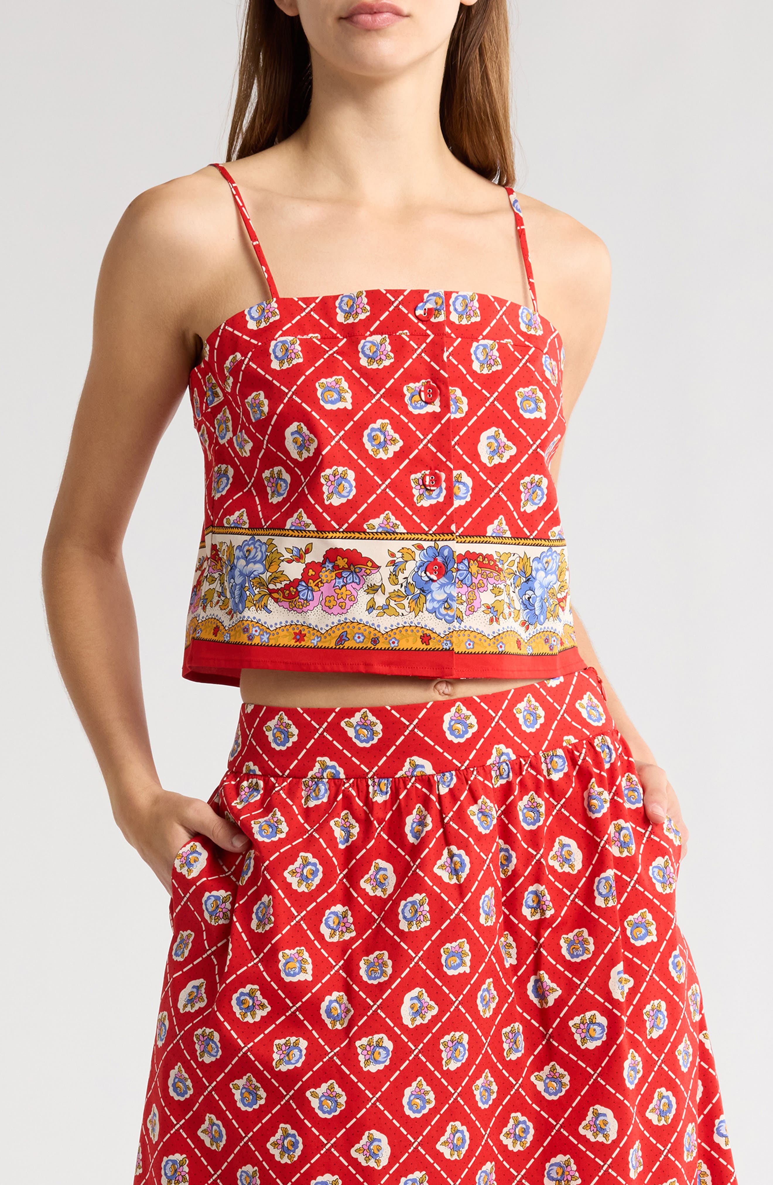 WAYF Josefina Mix Print Crop Top