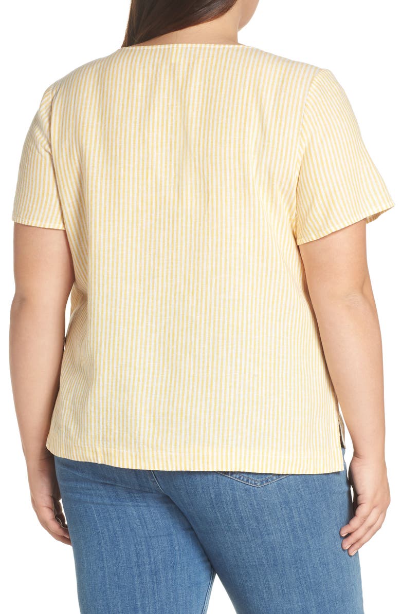 BP. Button Front Linen Blend Top, Alternate, color,