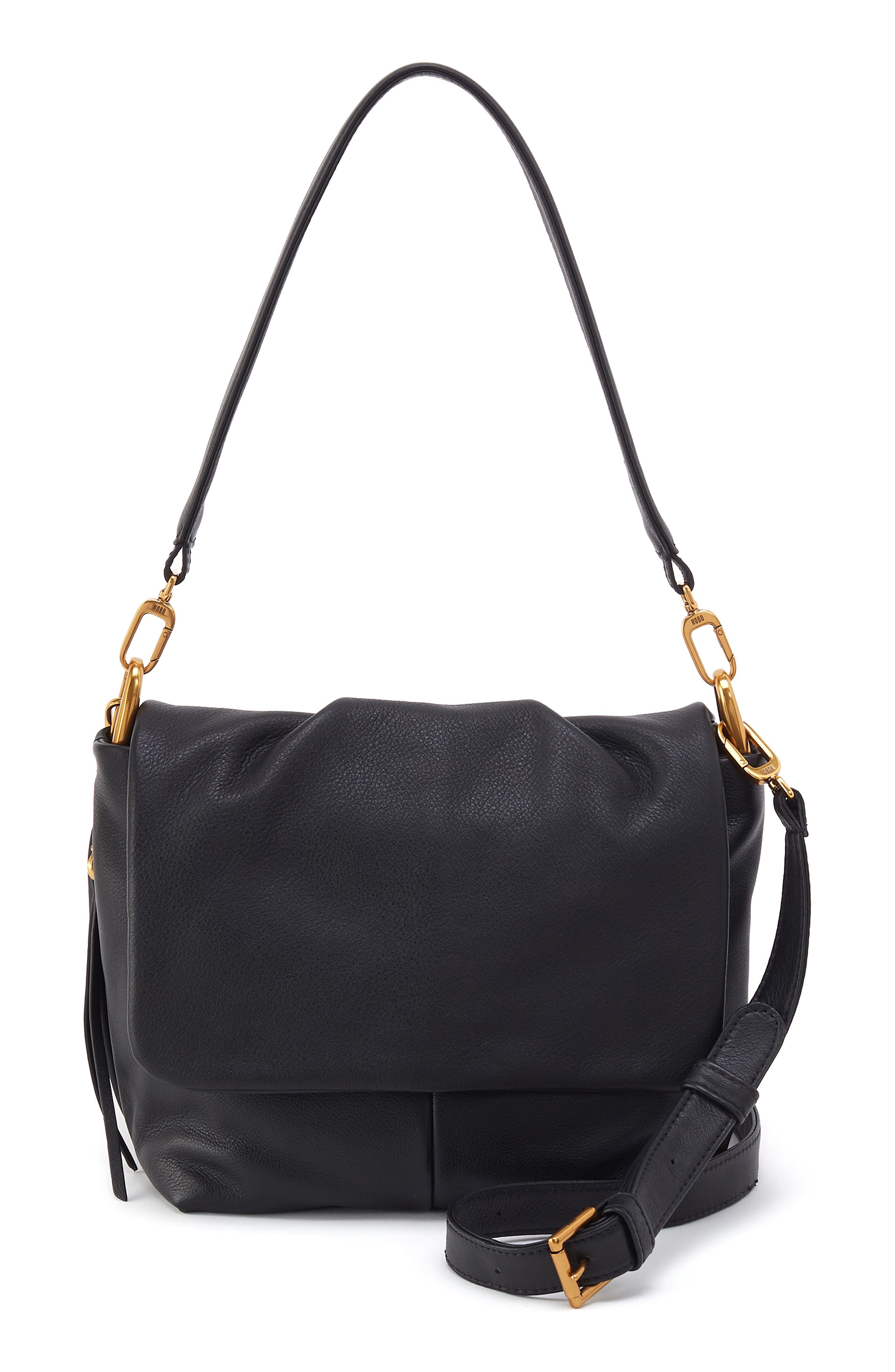 HOBO Harley Leather Shoulder Bag, Alternate, color, Black