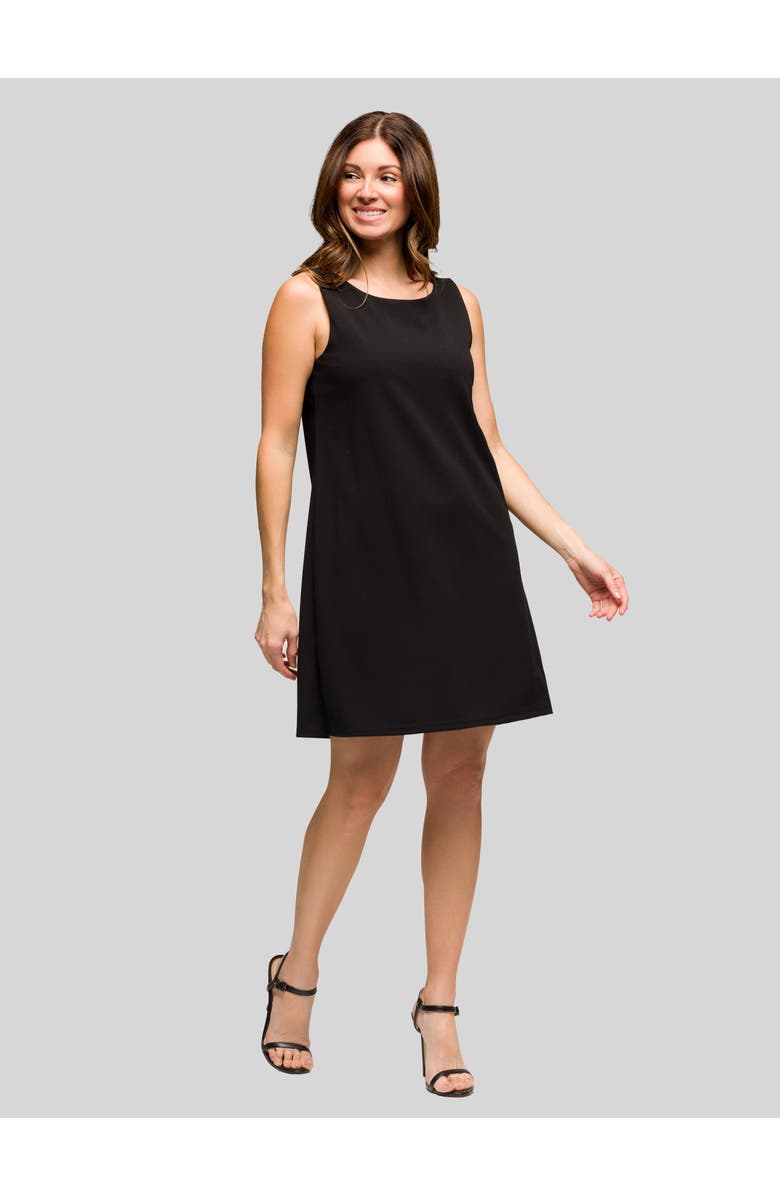 24seven Comfort Apparel Solid Color Sleeveless Mini Shift Dress, Alternate, color, Black