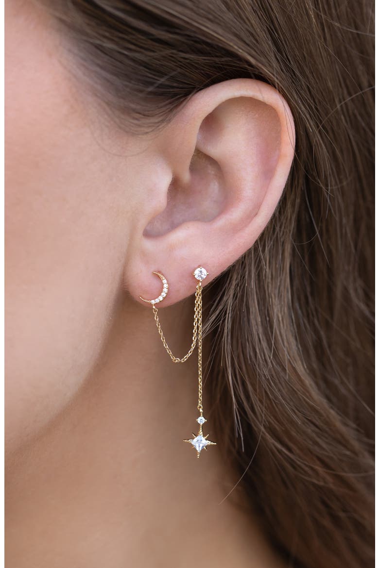 Stardust Double Drop Earring, Alternate, color, GOLD