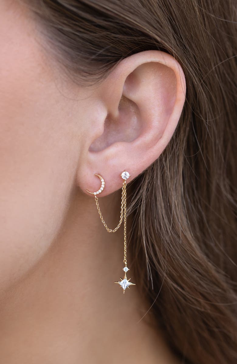 Girls Crew Stardust Double Drop Earring, Alternate, color, Gold