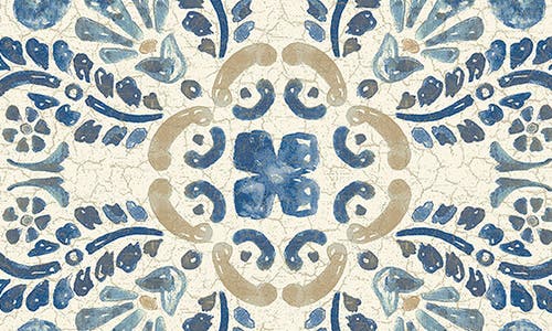 Wallpops Blue Florentine Tile Peel & Stick Vinyl Wallpaper In Blue