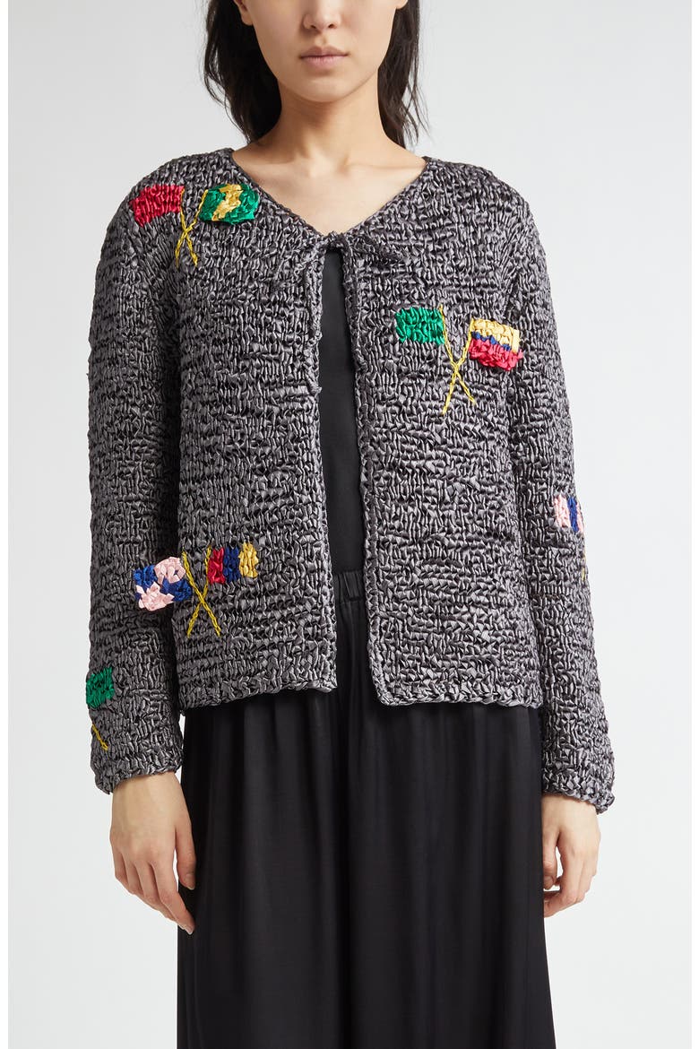 Promenade Crochet Cardigan, Main, color, GREY MULTI
