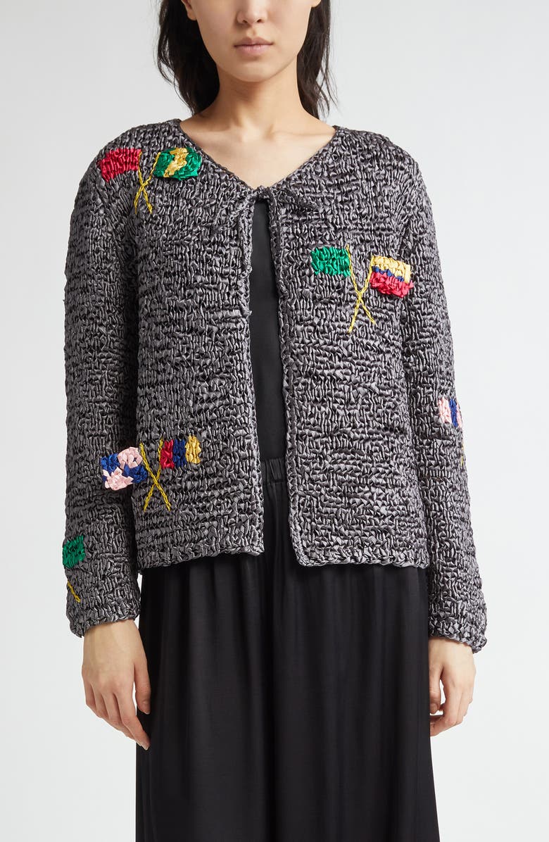 Bode Promenade Crochet Cardigan, Main, color, Grey Multi