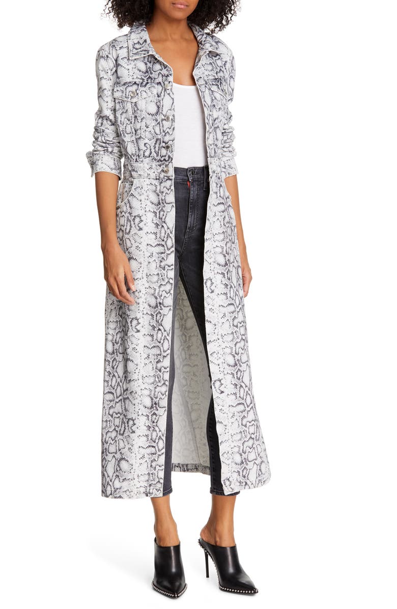 Denim x Alexander Wang Python Print Denim Trench Coat, Main, color, 