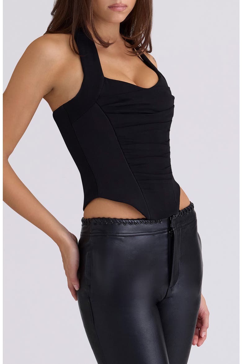 Sahar Crepe Corset Top, Alternate, color, BLACK