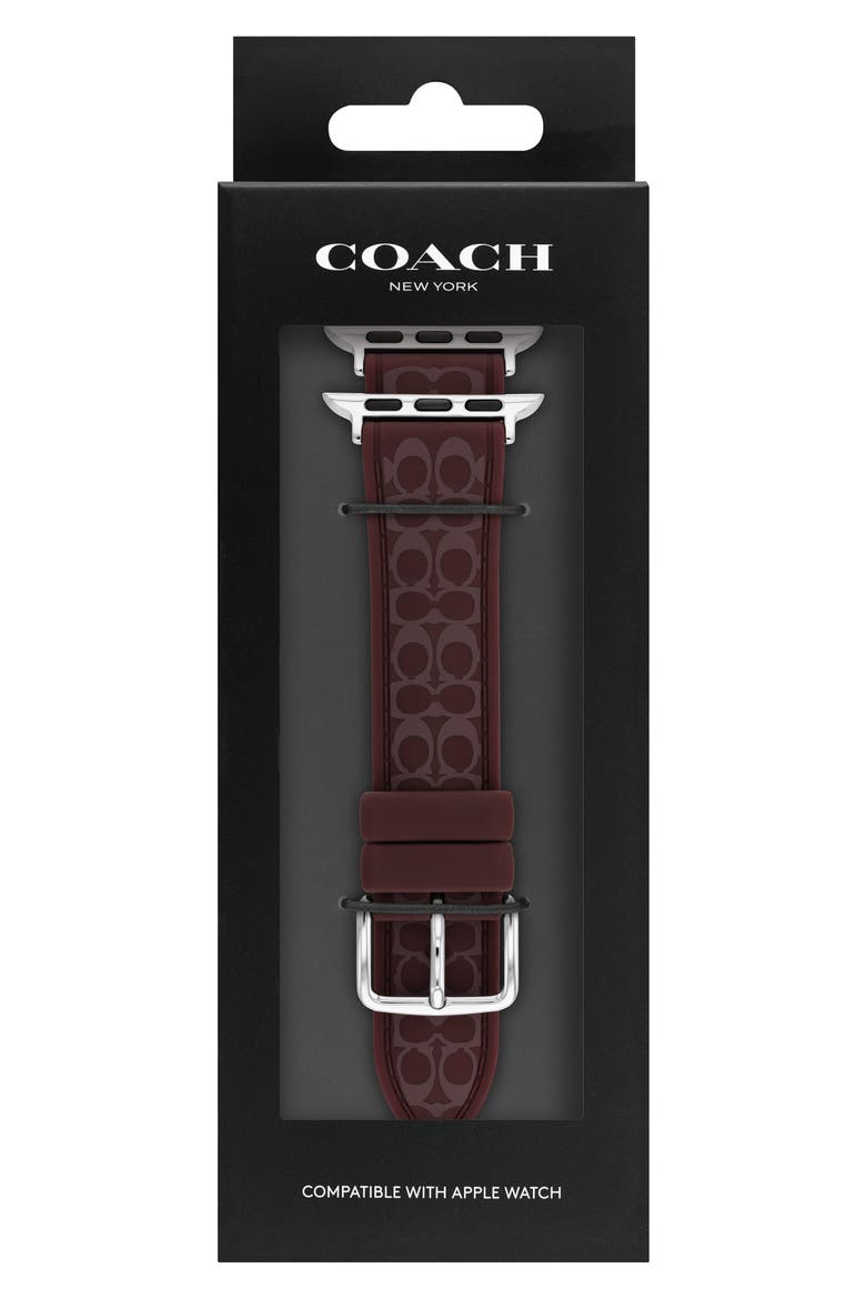 Signature C Silicone 20mm Apple Watch® Watchband, Alternate, color, BLACK CURRANT