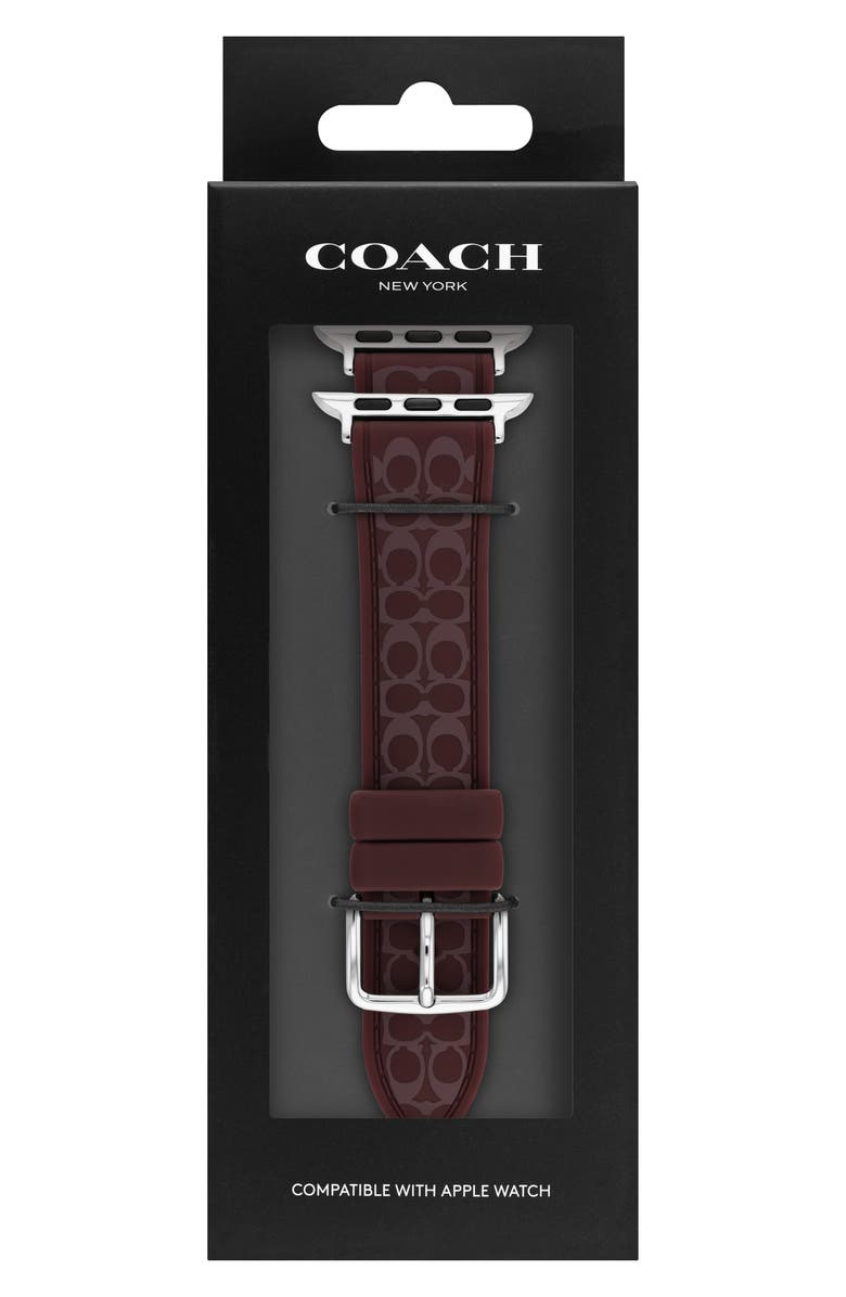 COACH Signature C Silicone 20mm Apple Watch<sup>®</sup> Watchband, Alternate, color, Black Currant