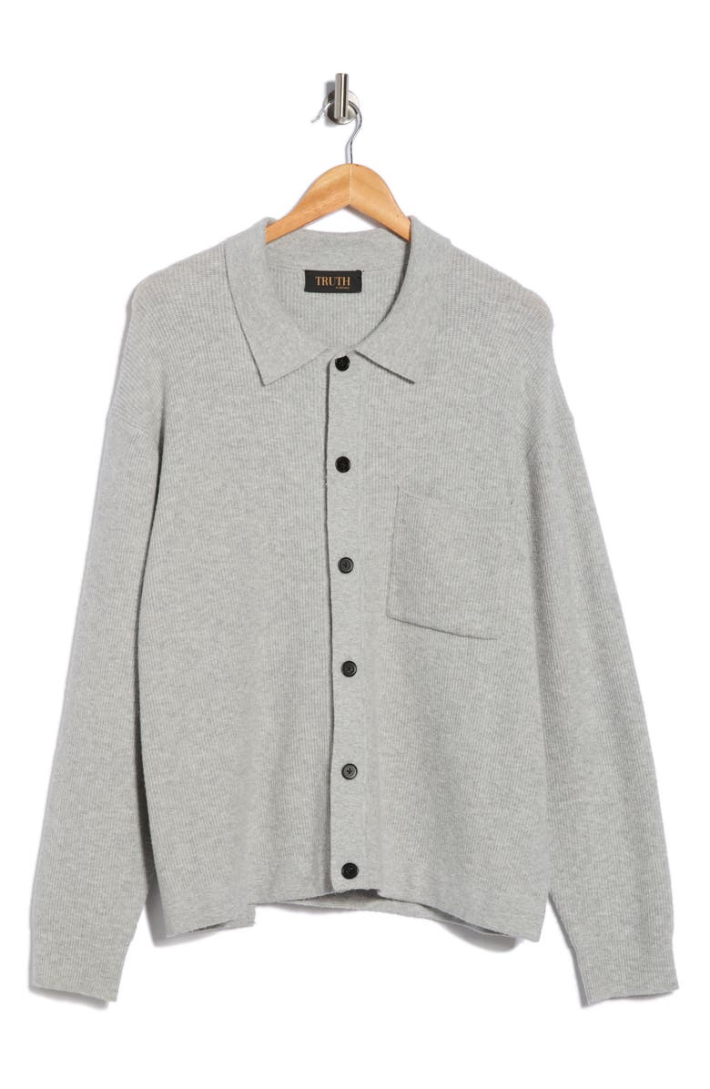 TRUTH Collared Button Front Cardigan, Alternate, color, Light Grey Heather
