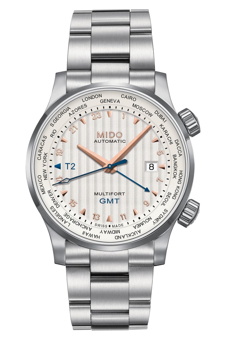 Multifort Automatic Bracelet Watch, Main, color, SILVER