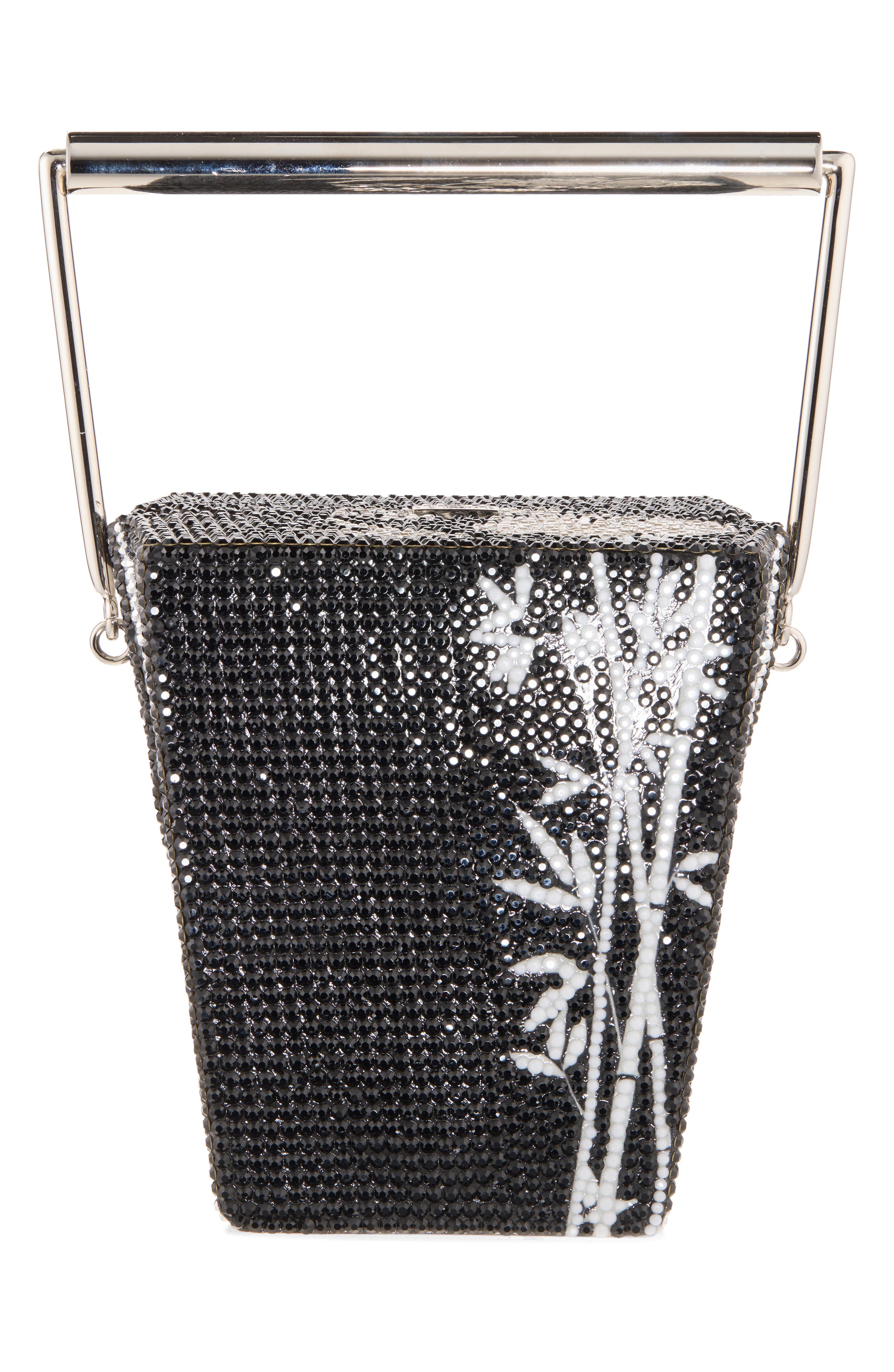 Bamboo Crystal Take Out Box Evening Bag, Alternate, color, SILVER JET MULTI