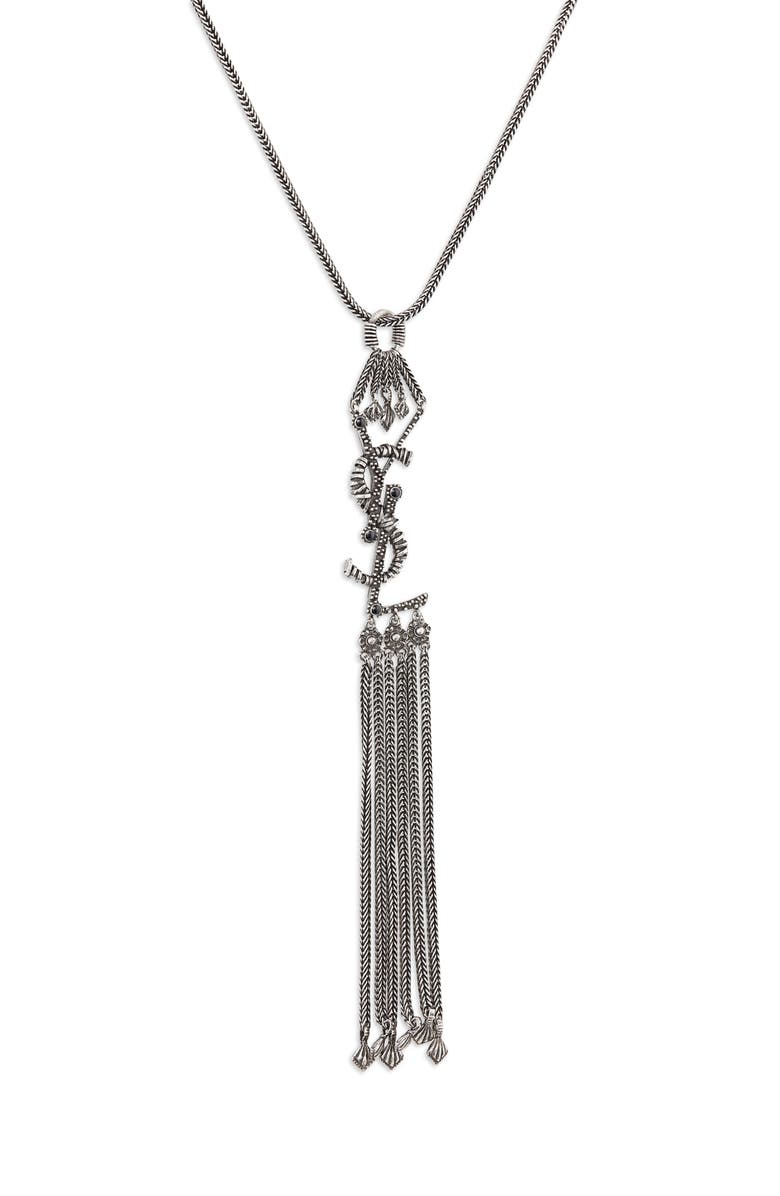 Saint Laurent Tassel Pendant Necklace, Main, color, 