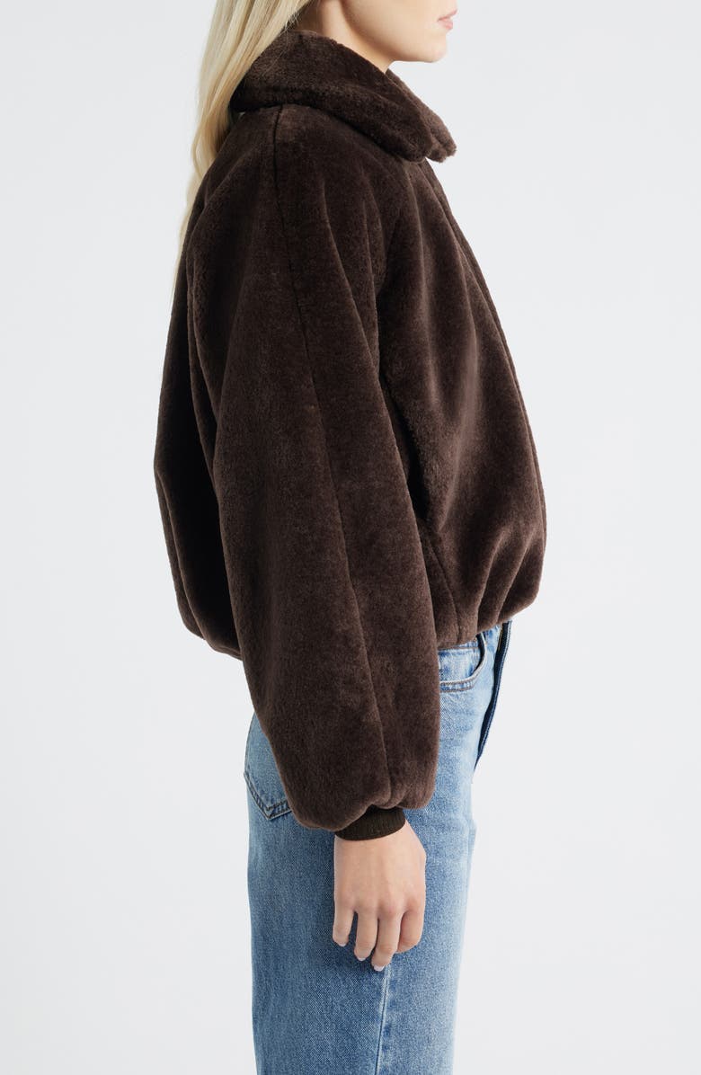 Madewell Bubble Faux Fur Bomber Jacket, Alternate, color, Dark Chocolate