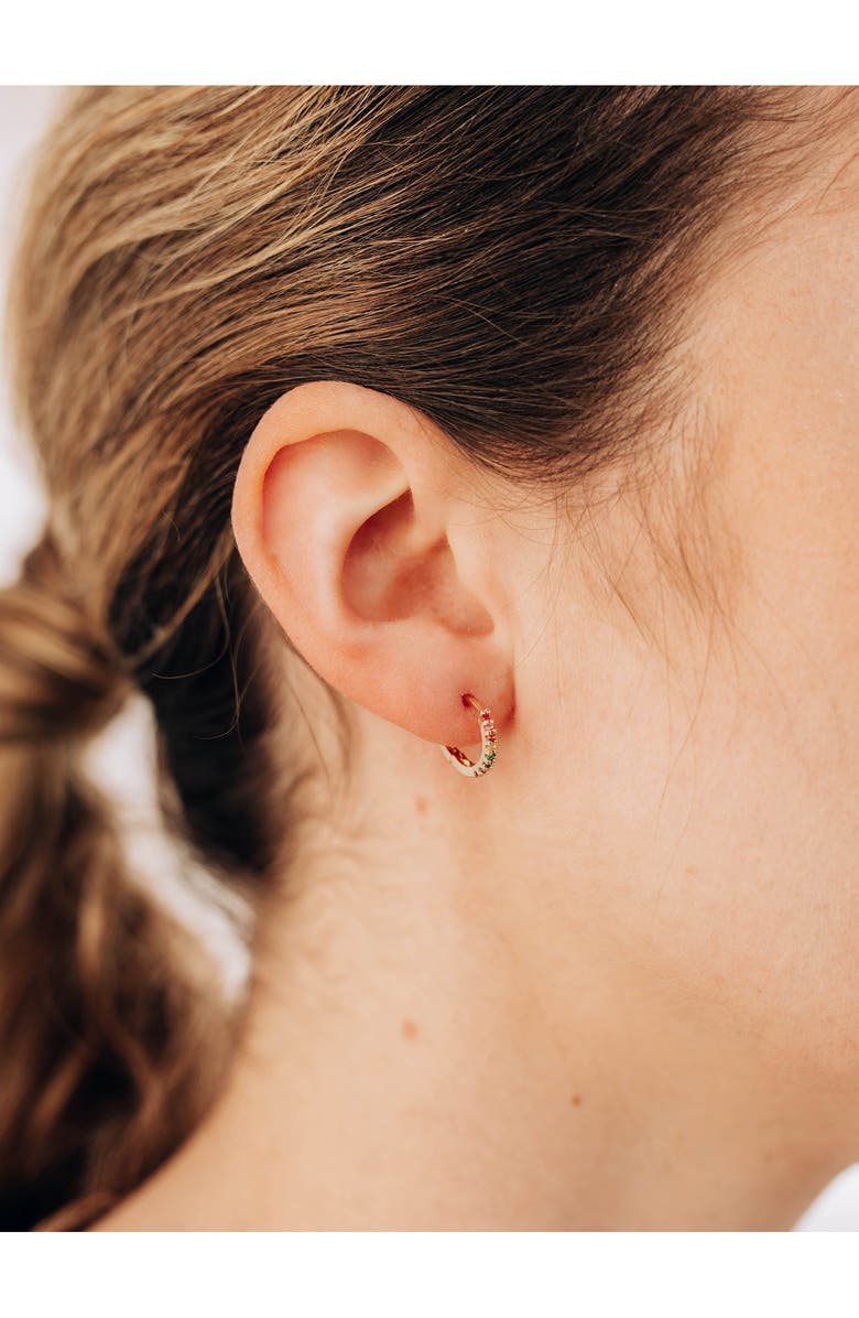 Anzie Cleo Rainbow Huggie Hoop Earrings, Alternate, color,