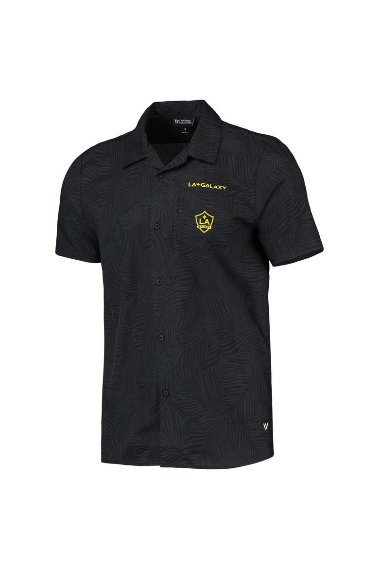 Men's The Wild Collective Black LA Galaxy Abstract Palm Button-Up Shirts, Alternate, color, Black