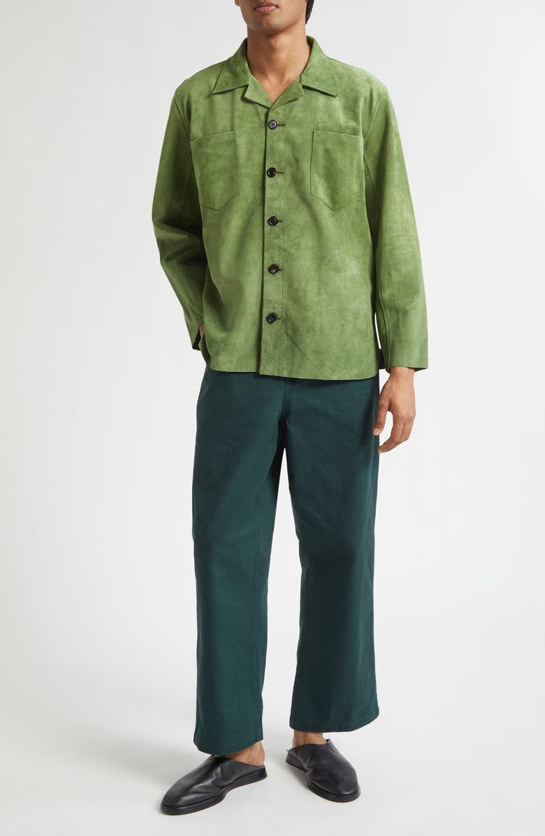 Bode Suede Overshirt, Alternate, color, Green