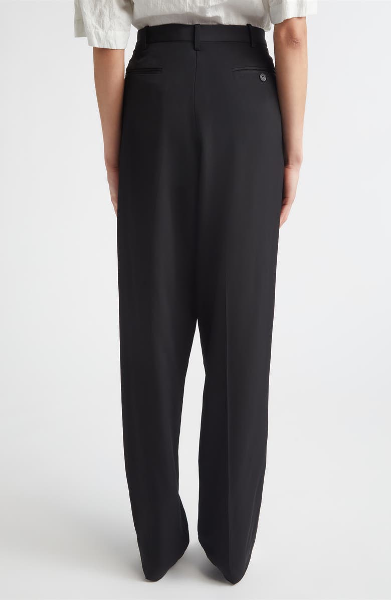 Proenza Schouler Clementina Pleated Twill Pants, Alternate, color, Black