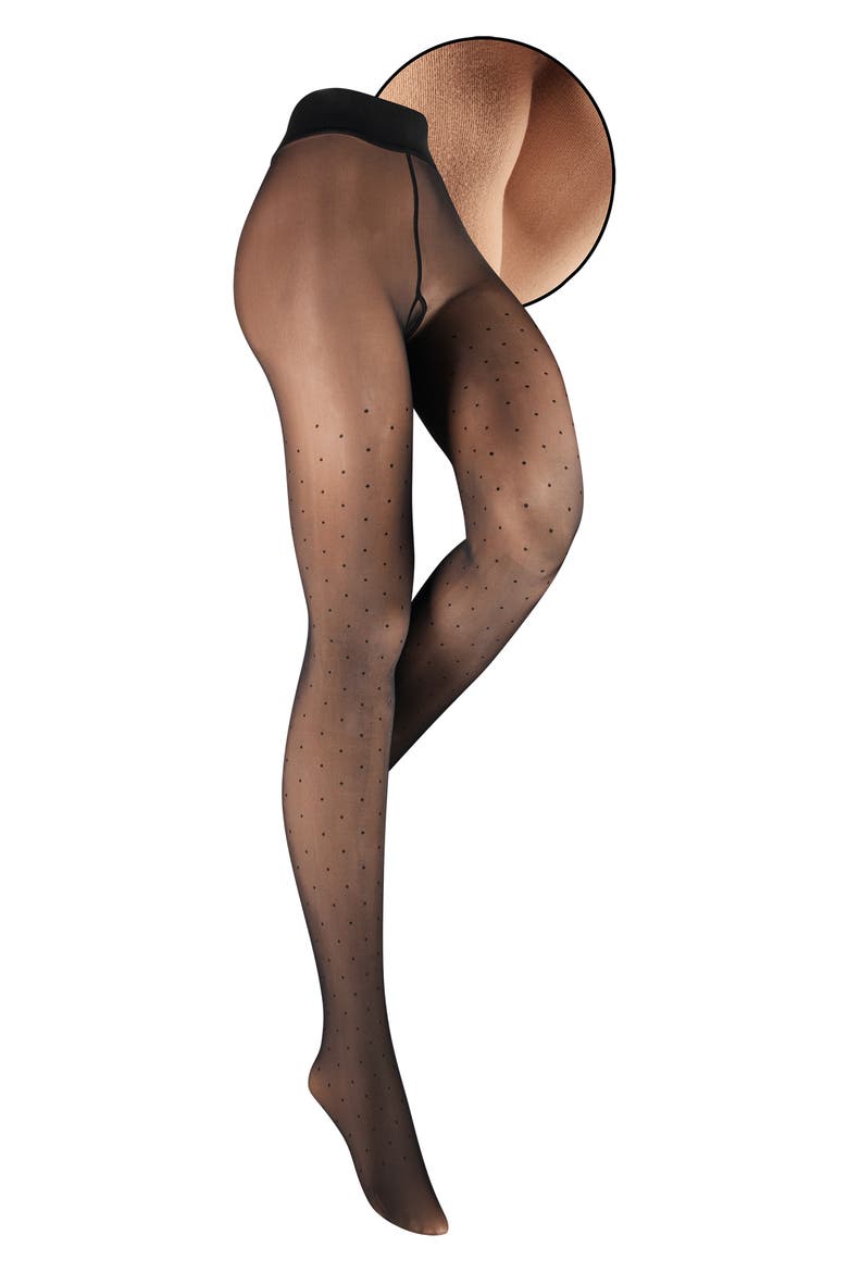 Two Tone Dotted Tights, Main, color, BLACK/ BEIGE