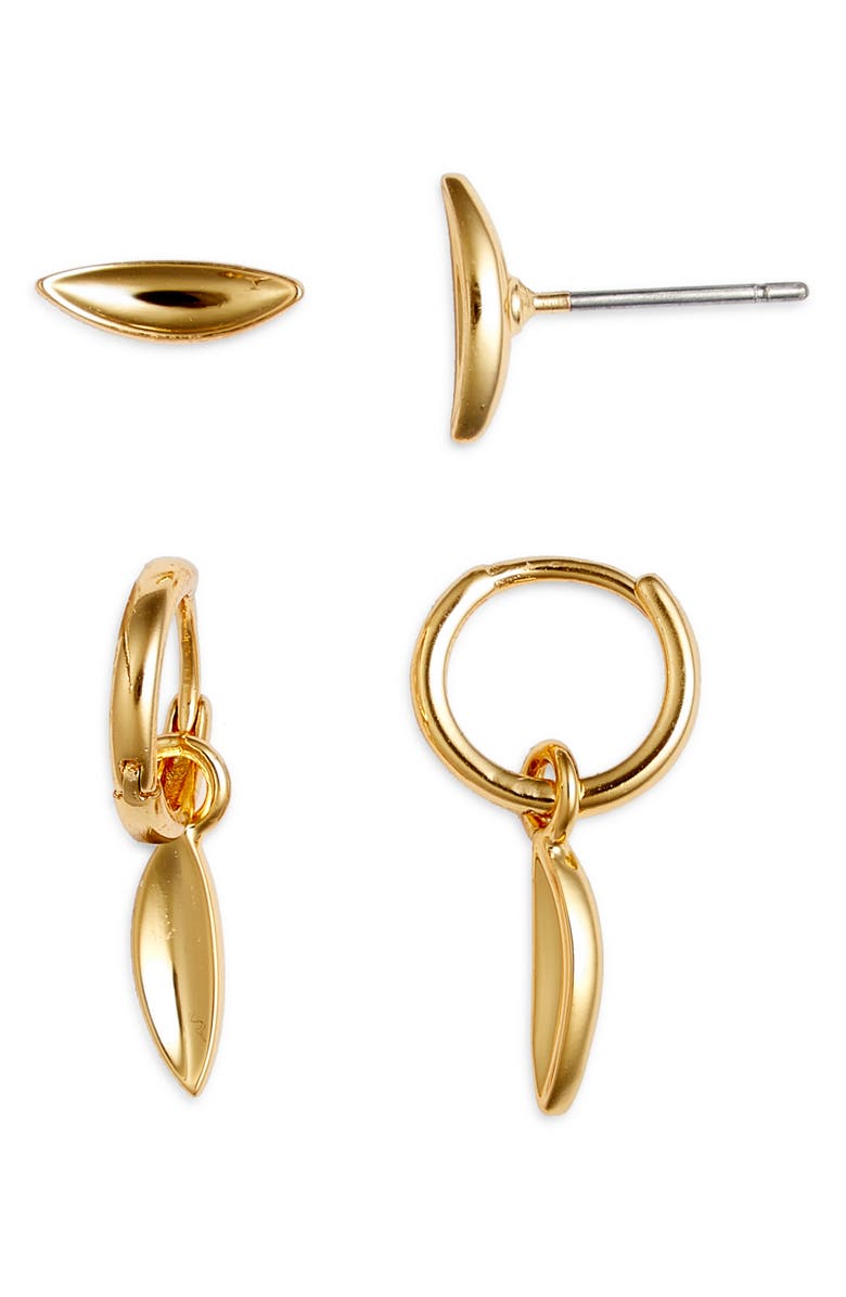 JENNY BIRD Clean Metals Set of Stud & Huggie Hoop Earrings, Main, color,