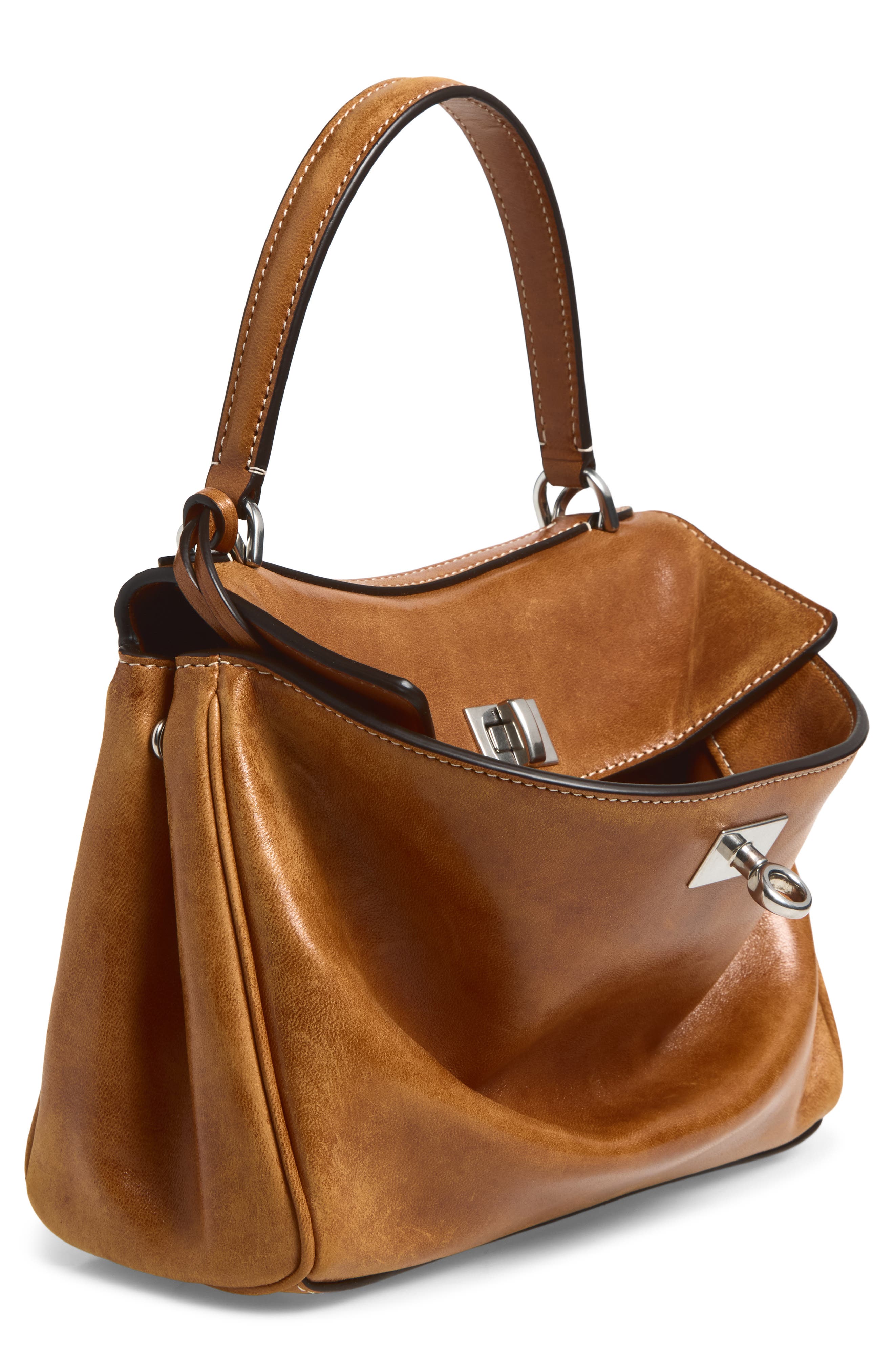 Mini Rodeo Lambskin Leather Top Handle Bag, Alternate, color, TAN COWBOY